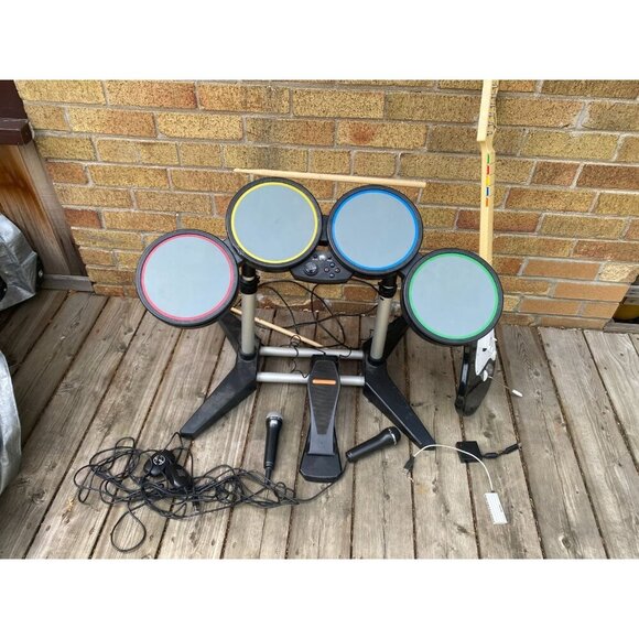 Rock Band Bundle PS3 Console, Wired Drums, Fender Stratocaster W/ Dongle, 2X Mic - Picture 14 of 14